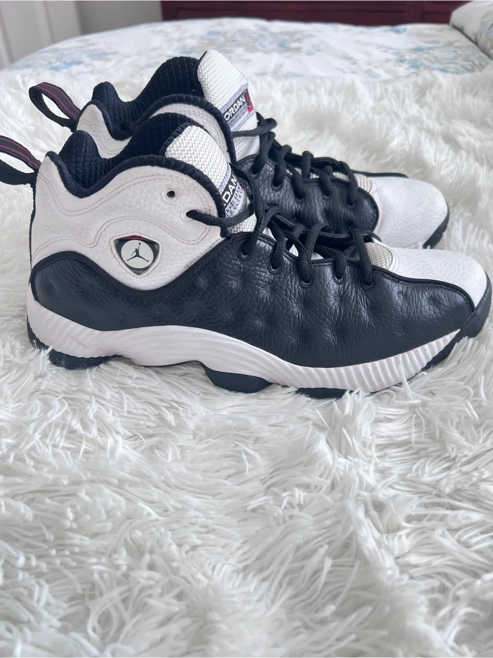 Jordans Black and White High-Top Basketball Sneakers
